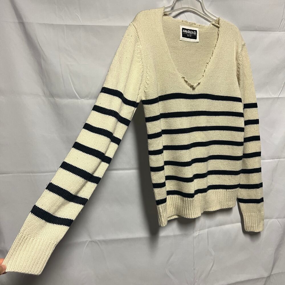 Amnesia Men's Striped V-Neck Pullover Knit Sweater Size Medium - Picture 3 of 8